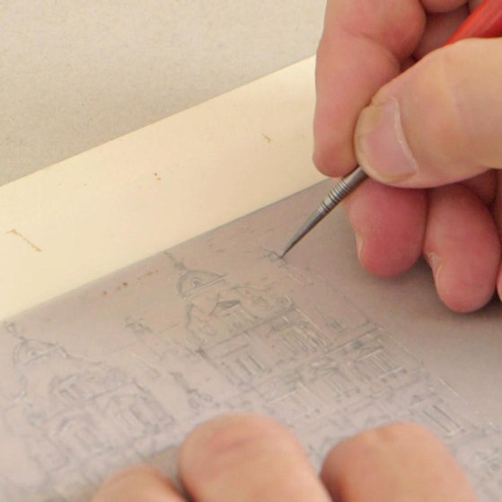 Arbeit an Kupferstich