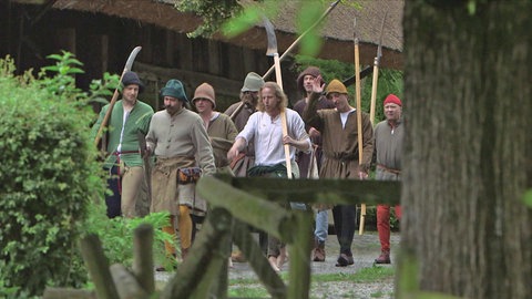 Bauern ziehen in Krieg (Spielszene)