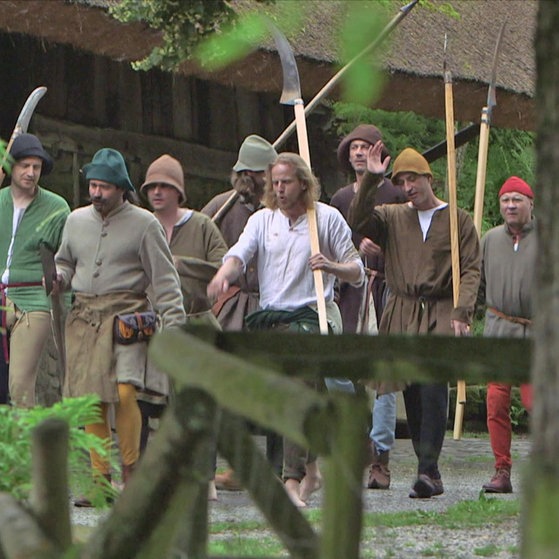 Bauern ziehen in Krieg (Spielszene)