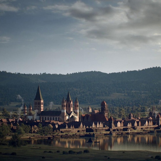 Das historische Mainz als 3D-Grafik.