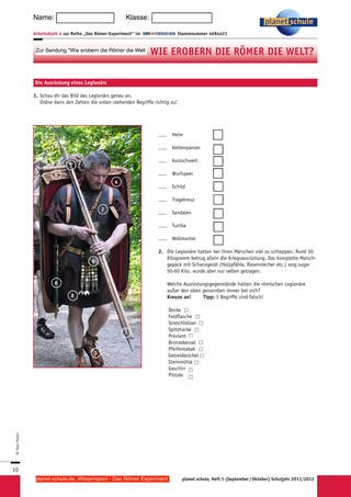 Arbeitsblatt 4: Ausrüstung eines römischen Legionärs (Foto: )