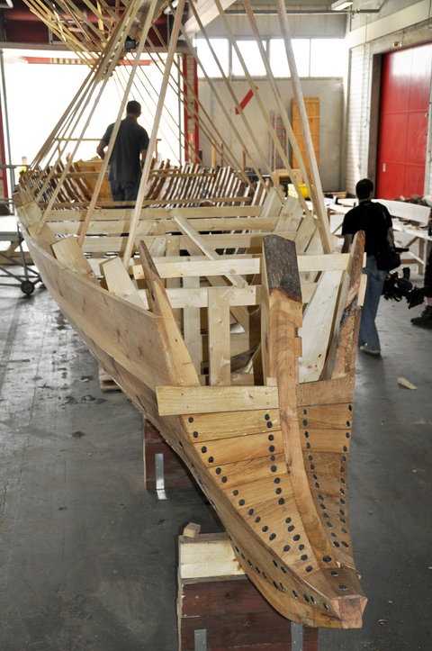 Der nicht fertige Nachbau eines römischen Patrouillenschiffes.