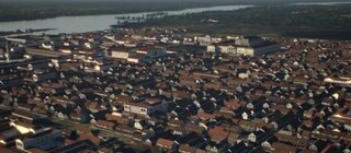 Blick auf eine Animation einer antiken Römerstadt.