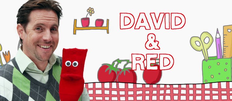 Socke Red und David, dazu Schriftzug "David and Red" (Foto: WDR/puppetEmpire)