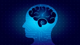 Grafik: Mensch mit Gehirn