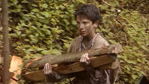 Köhlerjunge trägt Holz (Foto: SWR - Screenshot aus der Sendung)