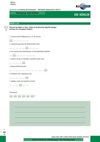 Arbeitsblatt 3: Rätsel zu Holzkohle