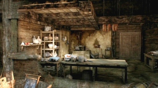 Historische Bauernhofküche.