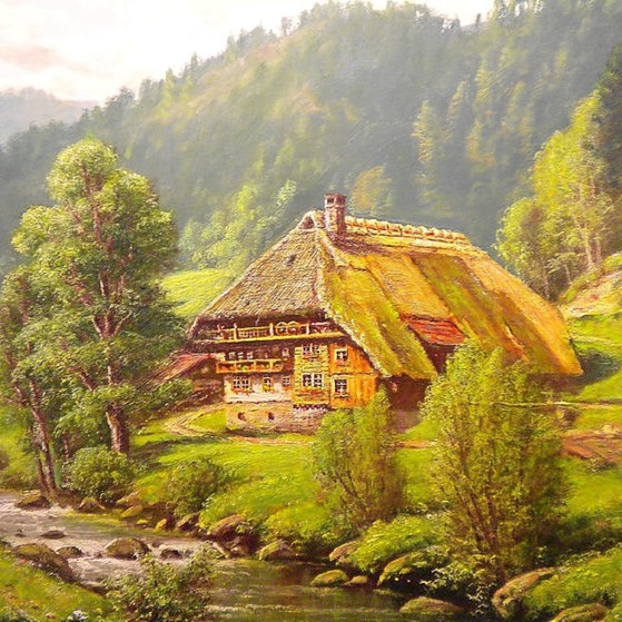 Historisch: Schwarzwaldhof am Fluss