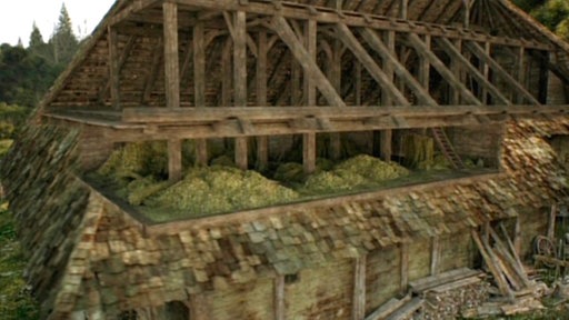 Obergeschoss eines Bauernhauses mit Heulager.