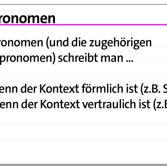 Karteikarte zur Groß- und Kleinschreibung: Anredepronomen | kolleg24 Deutsch