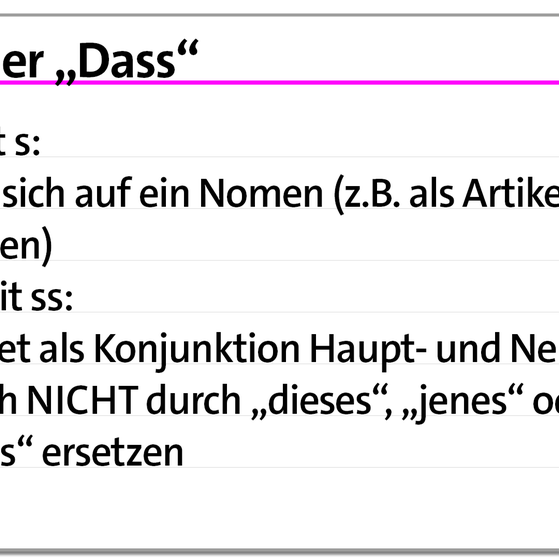 Karteikarte "Das" oder "Dass" | kolleg24 Deutsch