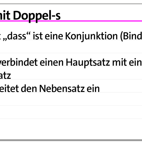 Karteikarte "Dass" mit Doppel-s | kolleg24 Deutsch