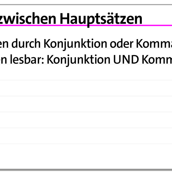 Karteikarte Komma zwischen Hauptsätzen | kolleg24 Deutsch