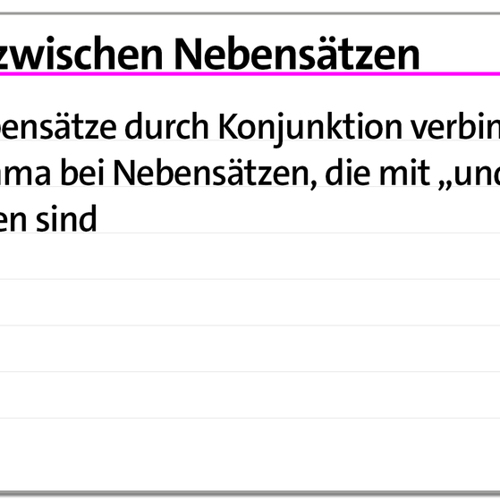 Karteikarte Komma zwischen Nebensätzen | kolleg24 Deutsch