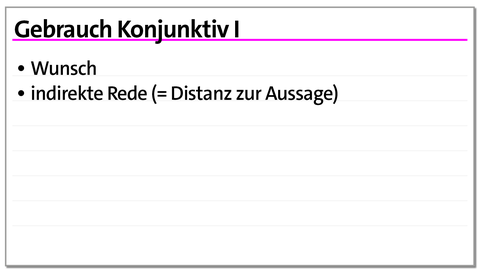 Karteikarten zur Anwendung des Konjunktivs: Konjunktiv 1 | kolleg24 Deutsch