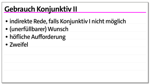 Karteikarten zur Anwendung des Konjunktivs: Konjunktiv 2 | kolleg24 Deutsch