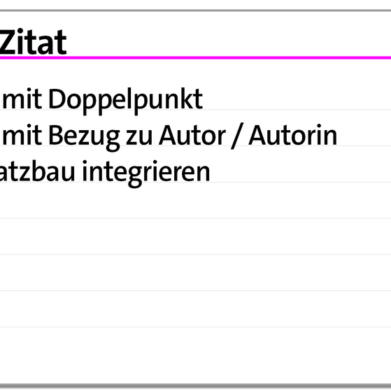 Karteikarte zu den Zitierregeln: Direktes Zitat Teil 2 | kolleg24 Deutsch