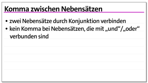 Karteikarte Komma zwischen Nebensätzen | kolleg24 Deutsch