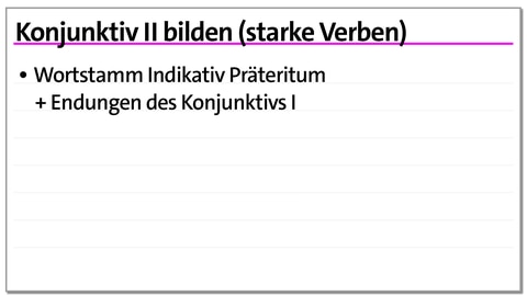 Karteikarte zum Konjunktiv: Konjunktiv 2 bilden (starke Verben) | kolleg24 Deutsch