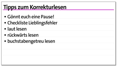 Karteikarte Tipps zum Korrekturlesen | kolleg24 Deutsch