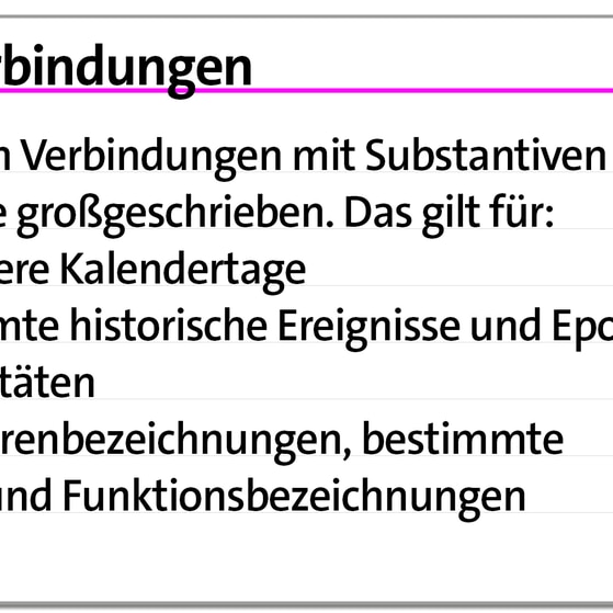 Karteikarte zur Groß- und Kleinschreibung: Feste Verbindungen | kolleg24 Deutsch