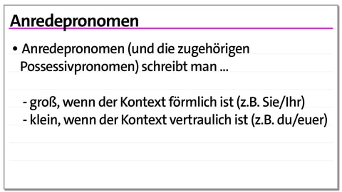 Karteikarte zur Groß- und Kleinschreibung: Anredepronomen | kolleg24 Deutsch
