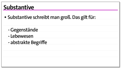 Karteikarte Groß- und Kleinschreibung: Substantive | kolleg24 Deutsch