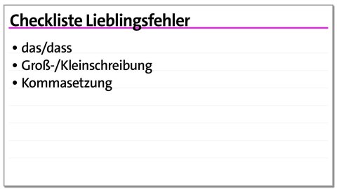 Karteikarte Checkliste Lieblingsfehler | kolleg24 Deutsch