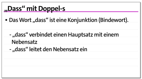 Karteikarte "Dass" mit Doppel-s | kolleg24 Deutsch