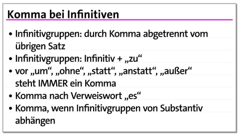 Karteikarte Komma bei Infinitiven | kolleg24 Deutsch