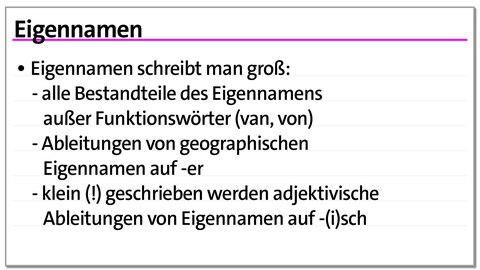 Karteikarte zur Groß- und Kleinschreibung: Eigennamen | kolleg24 Deutsch