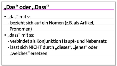 Karteikarte "Das" oder "Dass" | kolleg24 Deutsch