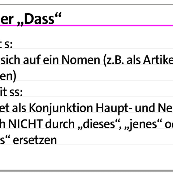 Karteikarte "Das" oder "Dass" | kolleg24 Deutsch