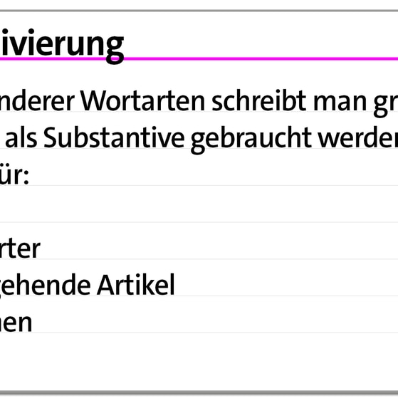 Karteikarte Groß- und Kleinschreibung: Substantivierung | kolleg24 Deutsch