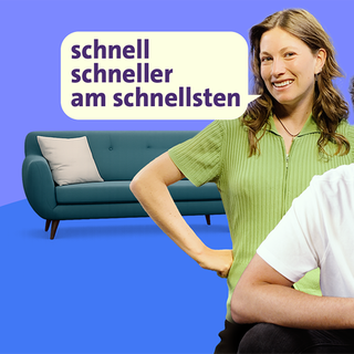 Host Gero und eine Frau steigern ein Adjektiv