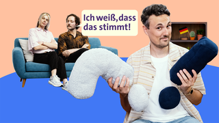 Host Gero und zwei weitere Personen schauen in die Kamera