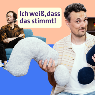 Host Gero und zwei weitere Personen schauen in die Kamera