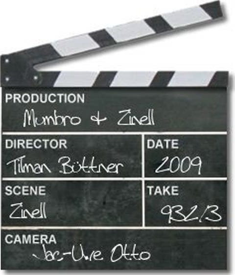 Eine Filmklappe von der Produktion von "Mumbro&Zinell". (Foto: www.fodey.com)