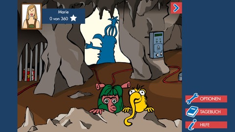 Im Lernspiel Deutsch lernen mit Mumbro und Zinell gibt der König den Befehl, Wörter in der Menschenwelt zu sammeln.