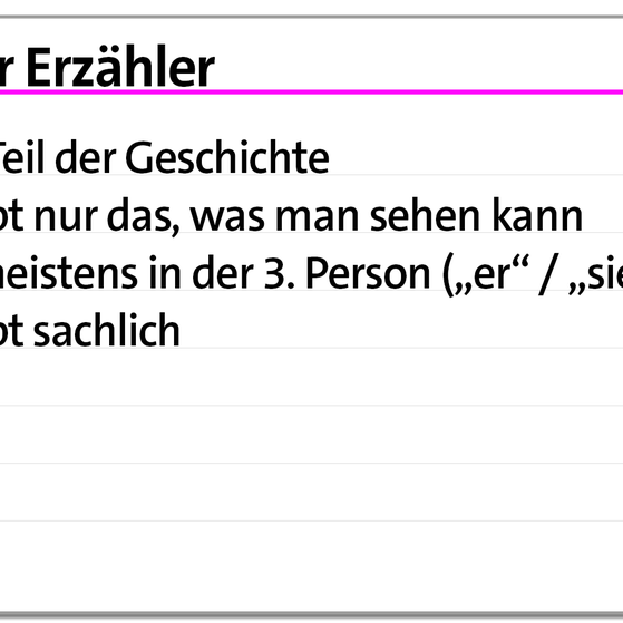 Karteikarte Erzählperspektiven: Neutraler Erzähler | kolleg24 Deutsch