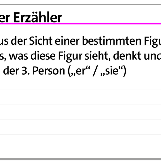 Karteikarte Erzählperspektiven: Personaler Erzähler | kolleg24 Deutsch