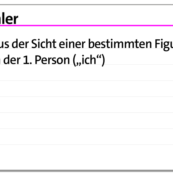 Karteikarte Erzählperspektiven: Ich-Erzähler | kolleg24 Deutsch