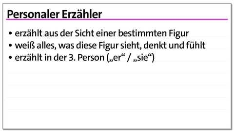 Karteikarte Erzählperspektiven: Personaler Erzähler | kolleg24 Deutsch