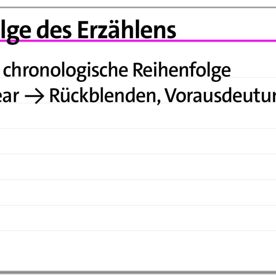 Karteikarte Erzählreihenfolge als Erzähltechnik | kolleg24 Deutsch