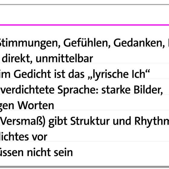 Karteikarte zur literarischen Gattung Lyrik | kolleg24 Deutsch