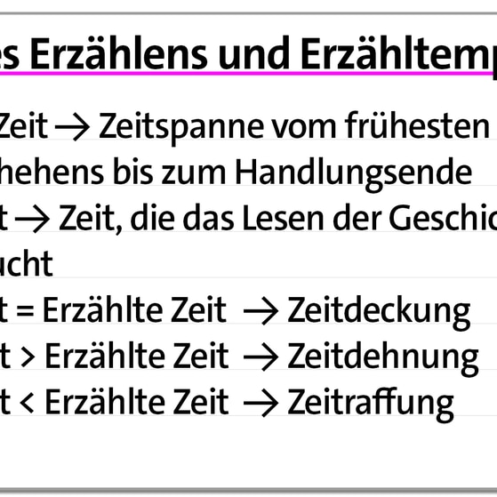 Karteikarte Erzähldauer und -tempo als Erzähltechnik | kolleg24 Deutsch