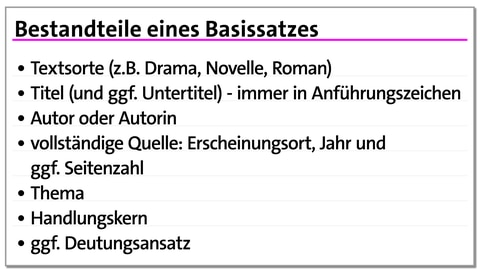 Karteikarte Aufbau eines Basissatzes | kolleg24 Deutsch