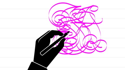 Illustration mit Hand, die mit einem Stift Linien zeichnet I kolleg24 Deutsch