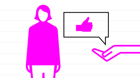 Illustration mit Person, die in Form einer Sprechblase Feedback gibt I kolleg24 Deutsch